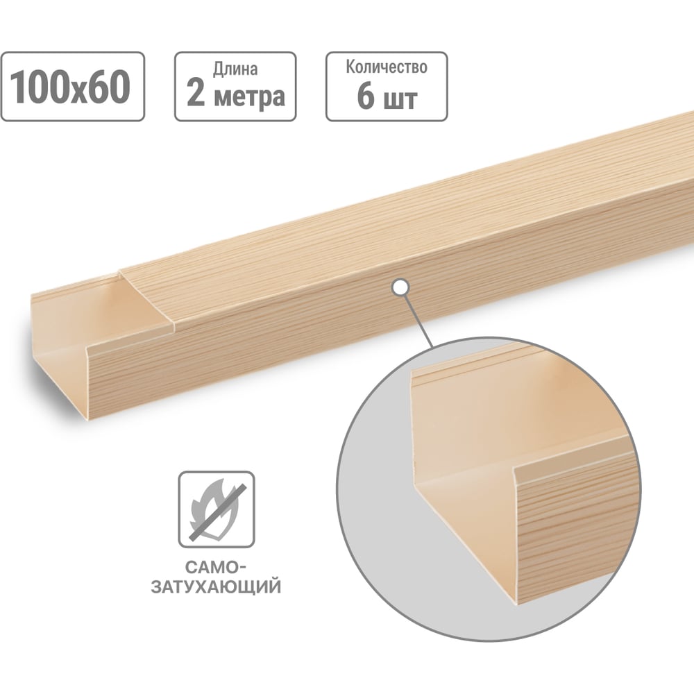 Изображение товара Кабель-канал TDM ELECTRIC бежевый 100х60 2м 6 шт упаковка сосна