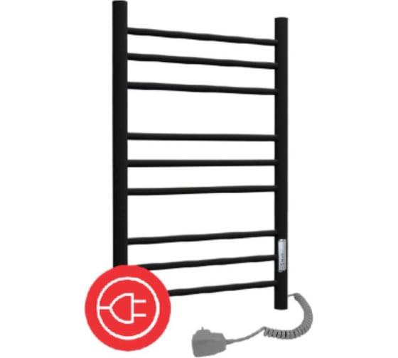 Изображение товара Электрический полотенцесушитель ТЕРМОДИЗАЙН стальн. V Steel (лесенка) W=500, H=600 (9 перекладин) черн. бархат TDVSt002EBV