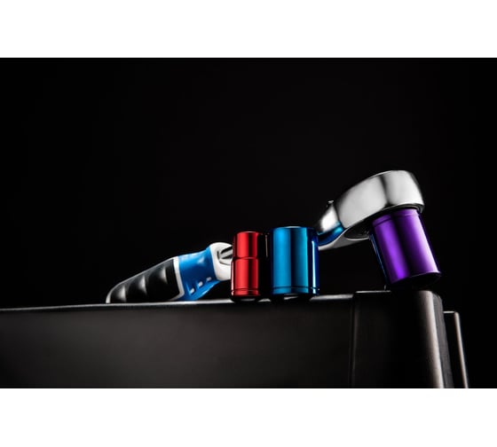 Изображение товара Набор цветных торцевых головок HOEGERT TECHNIK 10 шт, с трещоткой 1/2, 72 зубца HT1R382