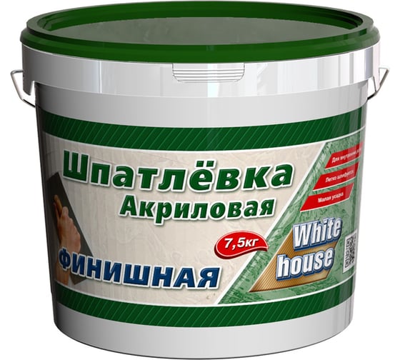 Изображение товара Шпатлевка White House акриловая финишная (выравнивающая; 7.5 кг) 14756
