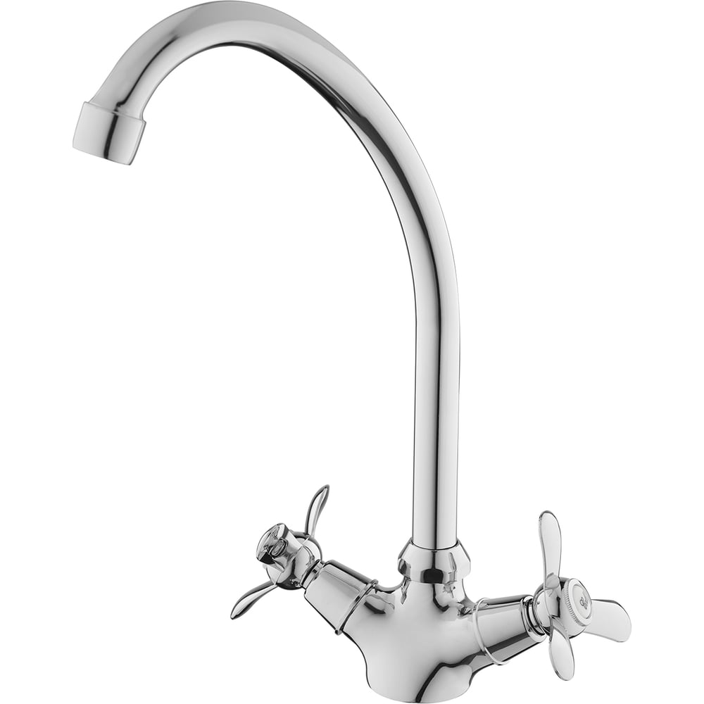 Изображение товара Смеситель для кухни AQUEDUC 346152 двуручковый высокий излив серебристый