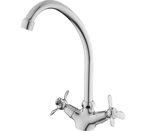 Изображение товара Смеситель для кухни двуручковый AQUEDUC 346152 высокий излив, цинк /10 ЭК000146152