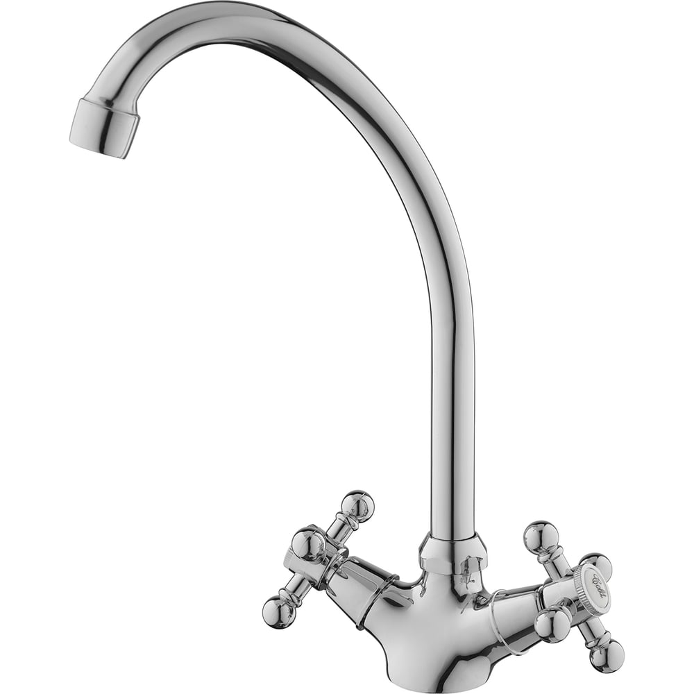 Изображение товара Смеситель для кухни двуручковый AQUEDUC 346161 высокий излив серебристый