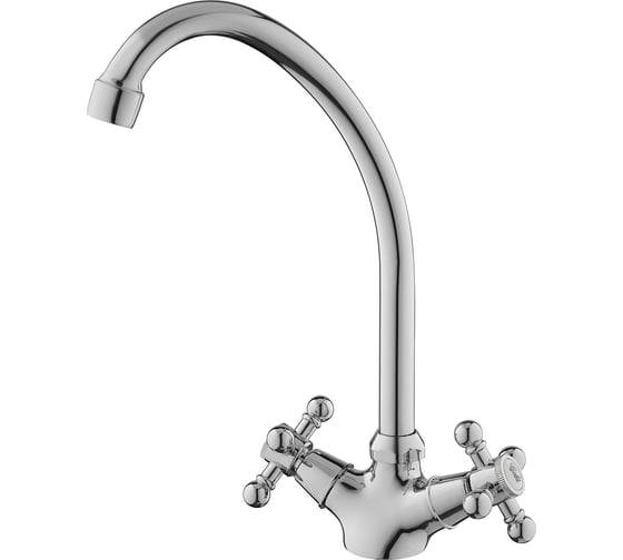 Изображение товара Смеситель для кухни двуручковый AQUEDUC 346161 высокий излив, цинк /10 ЭК000146161