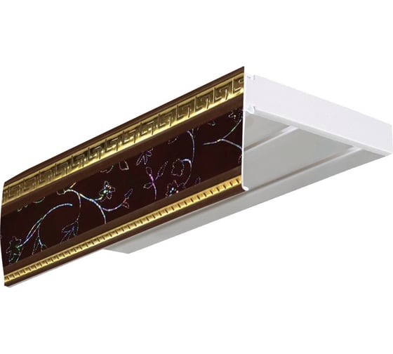 Изображение товара Двухрядный карниз Эскар ЭКОНОМ+ Антик в сборе инкрустация бордо 2.8 м 524430280