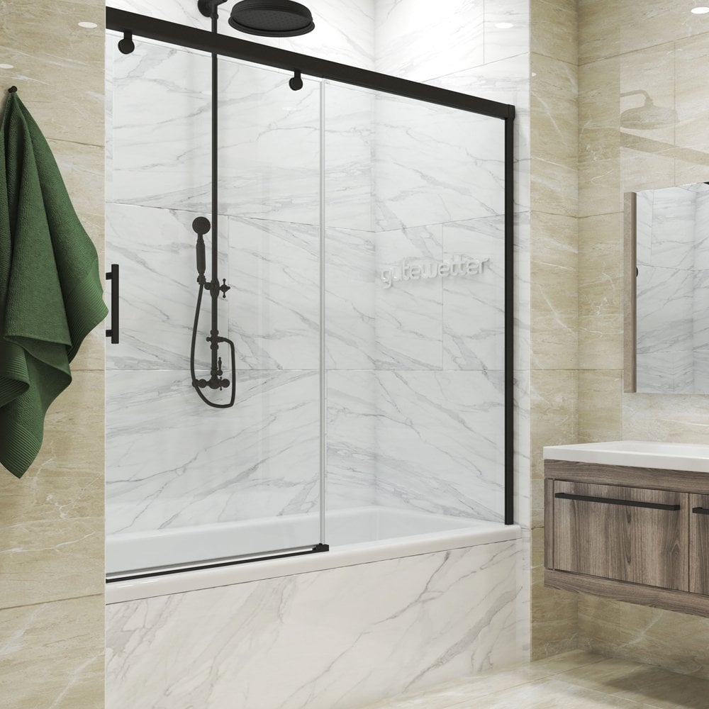 Изображение товара Шторка на ванну GuteWetter GWMPSLPR862 150x160 см раздвижная черный матовый