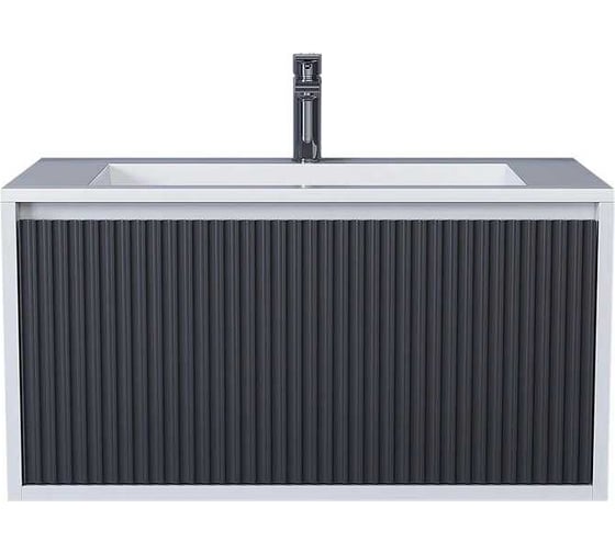 Изображение товара Тумба подвесная под раковину для ванной uperwood Next, 100 см, белая/графит, 1 ящик 3930205158