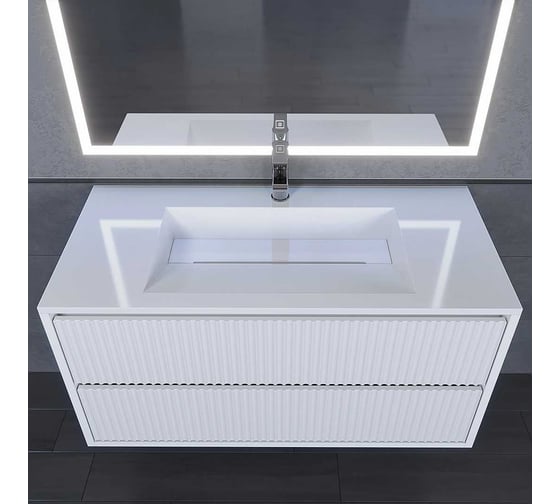 Изображение товара Тумба подвесная под раковину для ванной uperwood Next, 100 см, белая, 2 ящика 3930205161