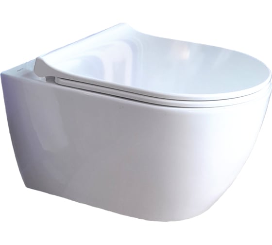 Изображение товара Унитаз подвесной безободковый Aquatek AQ0700-01 ПОЛАРИС белый 360х518х360 мм, крышка-сиденье с механизмом плавного закрывания из дюропласта, крепеж 00000144502