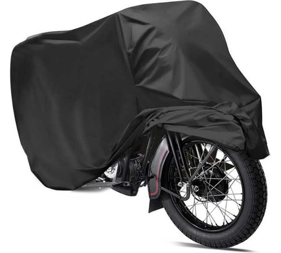 Изображение товара Чехол-тент на мотоцикл защитный AIRLINE L (250x100x120 см), люверс под замок, черный ADMC012
