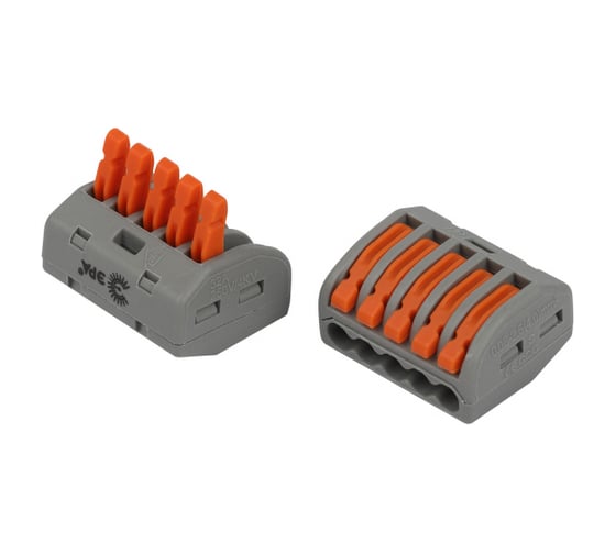 Изображение товара Клемма ЭРА NO-225348 универсальная 222415 с рычагами 5проводная 0.082.5/4 мм2 (упаковка 50 шт.) Б0067933