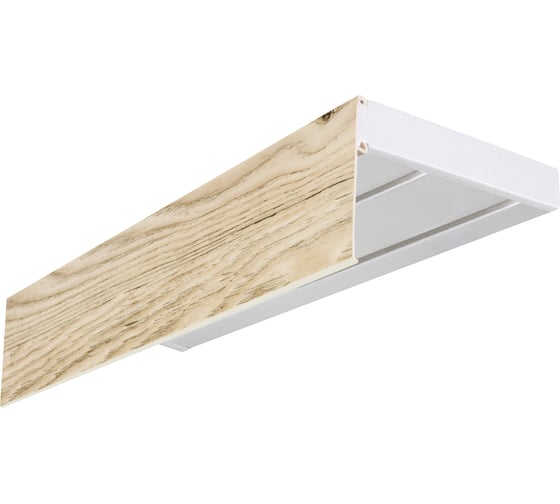 Изображение товара Двухрядный карниз Эскар Эконом плюс Ясень шимо светлый, в сборе, 7 см, 2.8 м 741420280