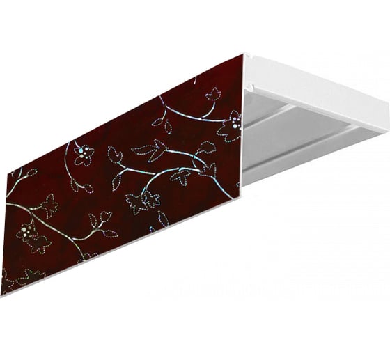 Изображение товара Двухрядный карниз Эскар Эконом плюс Романтика бордо в сборе, 2.6 м 350430260