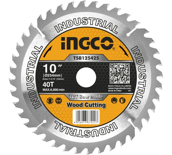 Изображение товара Диск пильный по дереву TCT (254х30 мм; 40Т) INGCO TSB125425