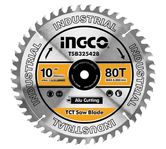 Изображение товара Диск пильный TCT по алюминию (254х30 мм; 80Т) INGCO TSB325428