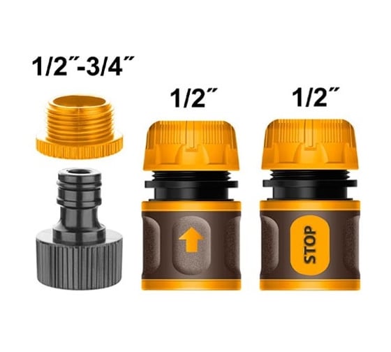 Изображение товара Набор соединителей для шлангов (3 шт; 1/2) INGCO HHCS03122