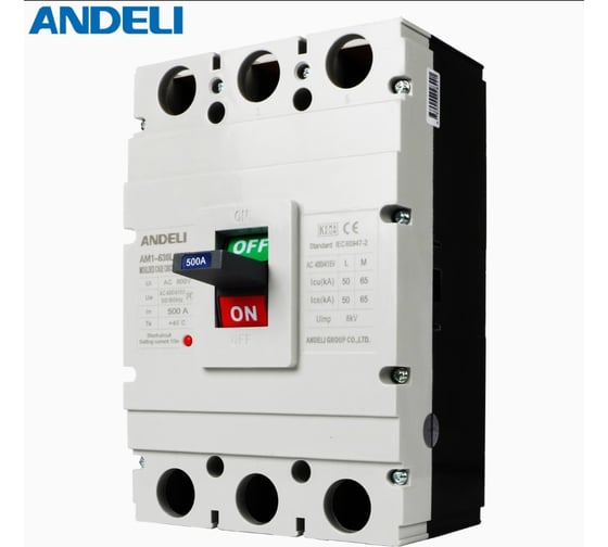 Изображение товара Автоматический выключатель ANDELI AM1-630L/3P 500A, 50KA ADL06-060