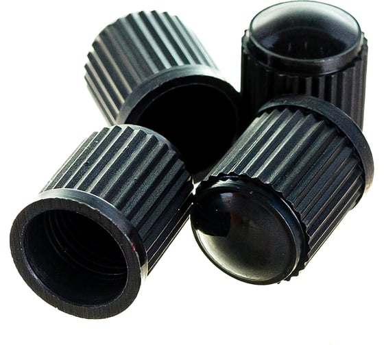 Изображение товара Набор черных пластиковых колпачков для ниппеля колеса, 4 шт MasterProf АС.010009