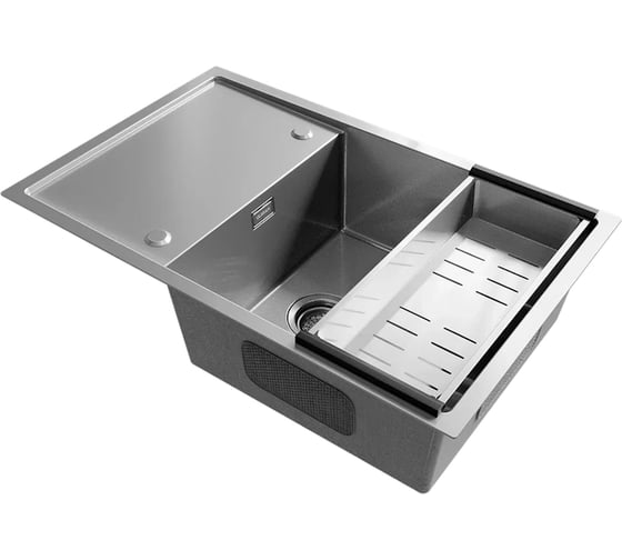 Изображение товара Мойка ULGRAN STEEL 780x500, цвет «брашированная сталь» US 780-001