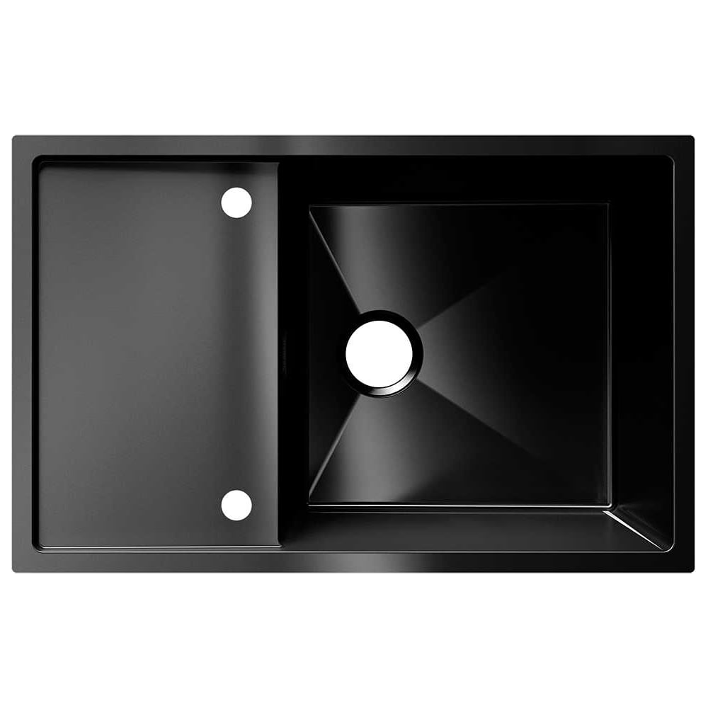 Изображение товара Угловая мойка из нержавеющей стали ULGRAN STEEL 780x500 вороненая сталь