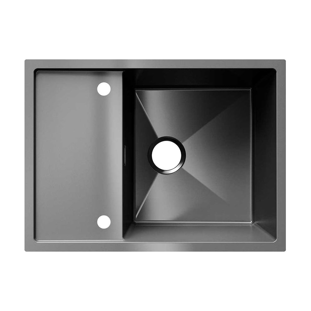 Изображение товара Кухонная мойка ULGRAN STEEL 680x500 в черной брашированной сталь с крылом и сифоном