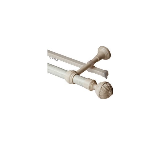 Изображение товара Двухрядный круглый карниз Волшебная палочка Византия металл, диаметр 28 мм, 2.0 м крем УТ000071397