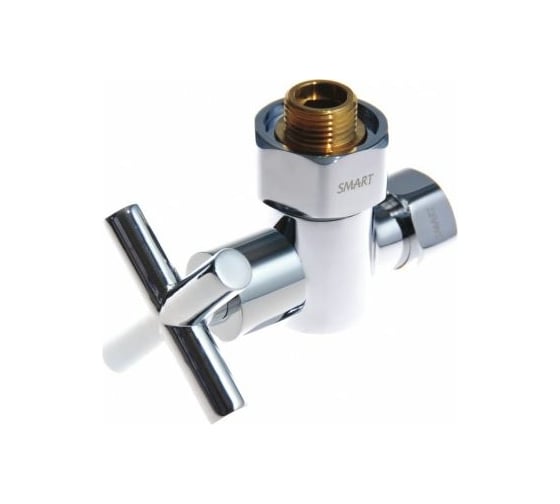 Изображение товара Угловой кран-вентиль SMT ручка крест, хром, 3/4"х1/2" г/ш, SMT8470SCH0405(H1)