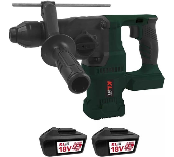 Изображение товара Профессиональный бесщеточный перфоратор аккумуляторный KLPRO 18В, Li-ion-2шт 8,0Ач, ЗУ 4,5А, 40HM, 1200 об/мин, SDS-Plus 20230 KLPM18BH-80
