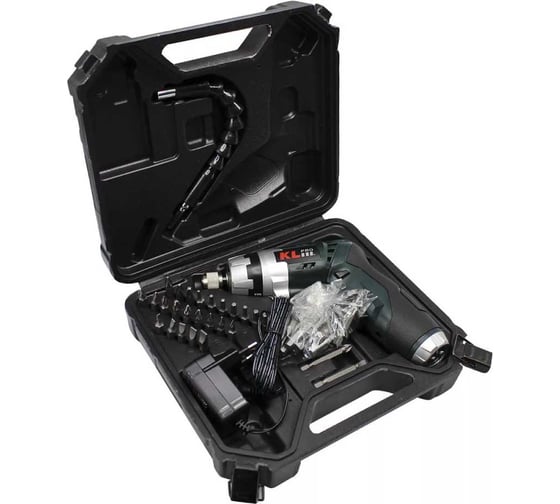 Изображение товара Профессиональная аккумуляторная отвертка KLPRO 3,6Вт, 1,5Ач, 200 об/мин, 6 ступеней, кейс, 45бит 20229 KLNM3613