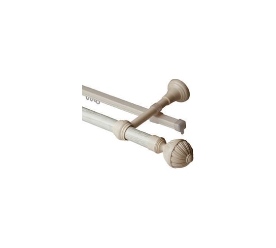 Изображение товара Двухрядный круглый карниз Волшебная палочка Византия металл, диаметр 20 мм, 1.2 м крем УТ000071410