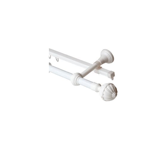 Изображение товара Двухрядный круглый карниз Волшебная палочка Византия металл, диаметр 20 мм, 2.0 м белый УТ000071407