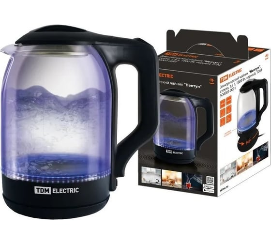 Изображение товара Электрический чайник TDM ELECTRIC Нептун 1.8 л, стекло, 1800 Вт, черный SQ4001-0001
