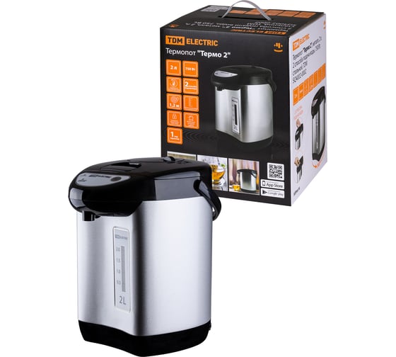 Изображение товара Термопот TDM ELECTRIC Термо 2 металл, 2 л, 2 способа подачи воды, 750 Вт, стальной SQ4002-0002
