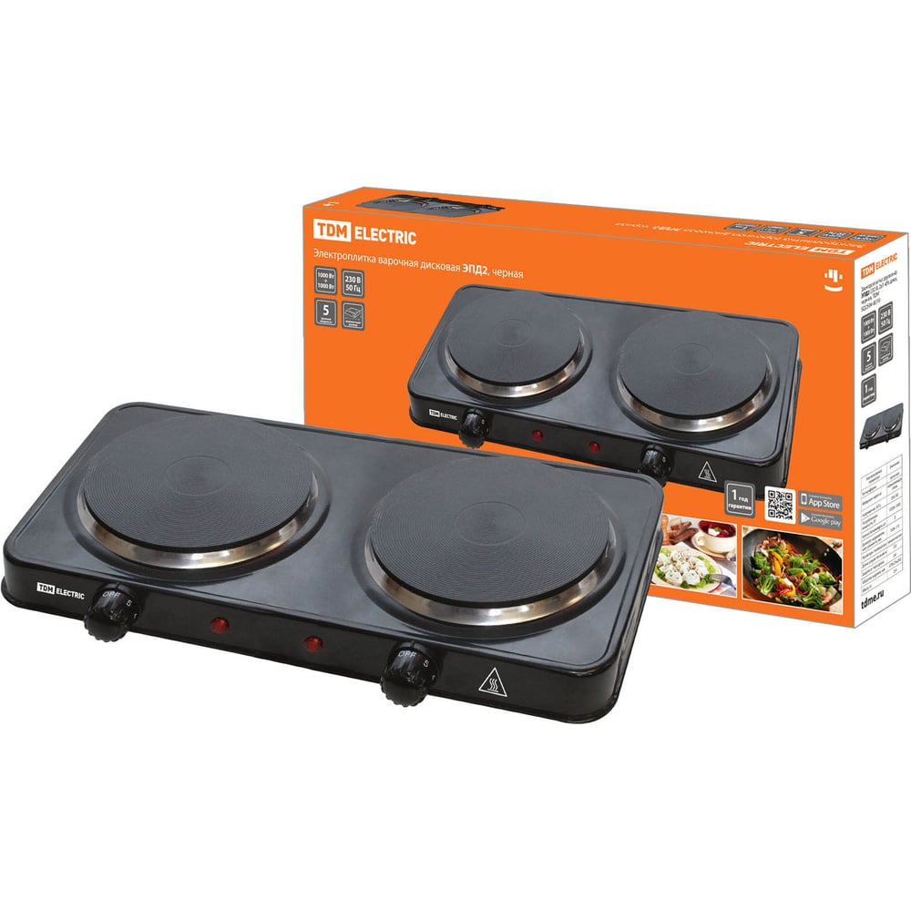 Изображение товара Плита TDM ЭПД2 SQ2504-0010 2 конфорки 150 мм чугунные, 230 В