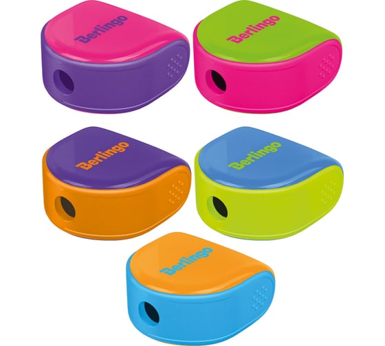 Изображение товара Пластиковая точилка Berlingo Fuze Ergo 1 отверстие, контейнер, ассорти, блистер BBp_15018