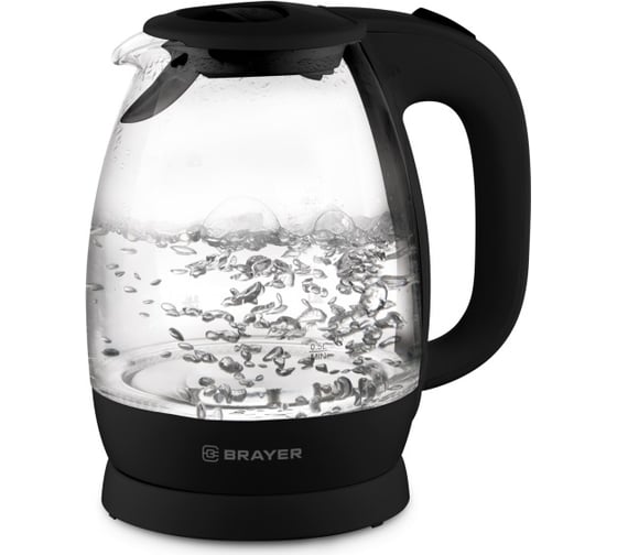 Изображение товара Электрический чайник BRAYER 2200 Вт, 1.8 л, высокопрочное стекло, подсветка, автоотключение, моющийся фильтр BR1026