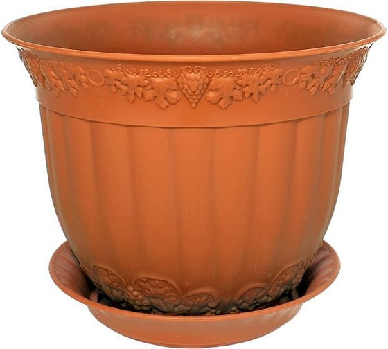 Изображение товара Кашпо с поддоном Эльфпласт Флора 34 см, 14,25 л, терракотовое 032801