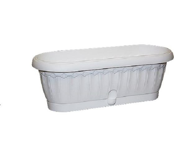 Изображение товара Овальное кашпо с поддоном Эльфпласт Флавия белое, 25 см 052491