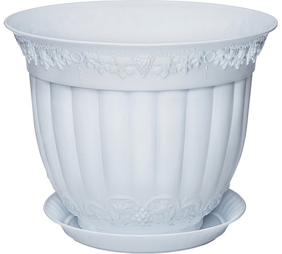 Изображение товара Кашпо с поддоном Эльфпласт Флора 44 см, 30 л, белое 032804