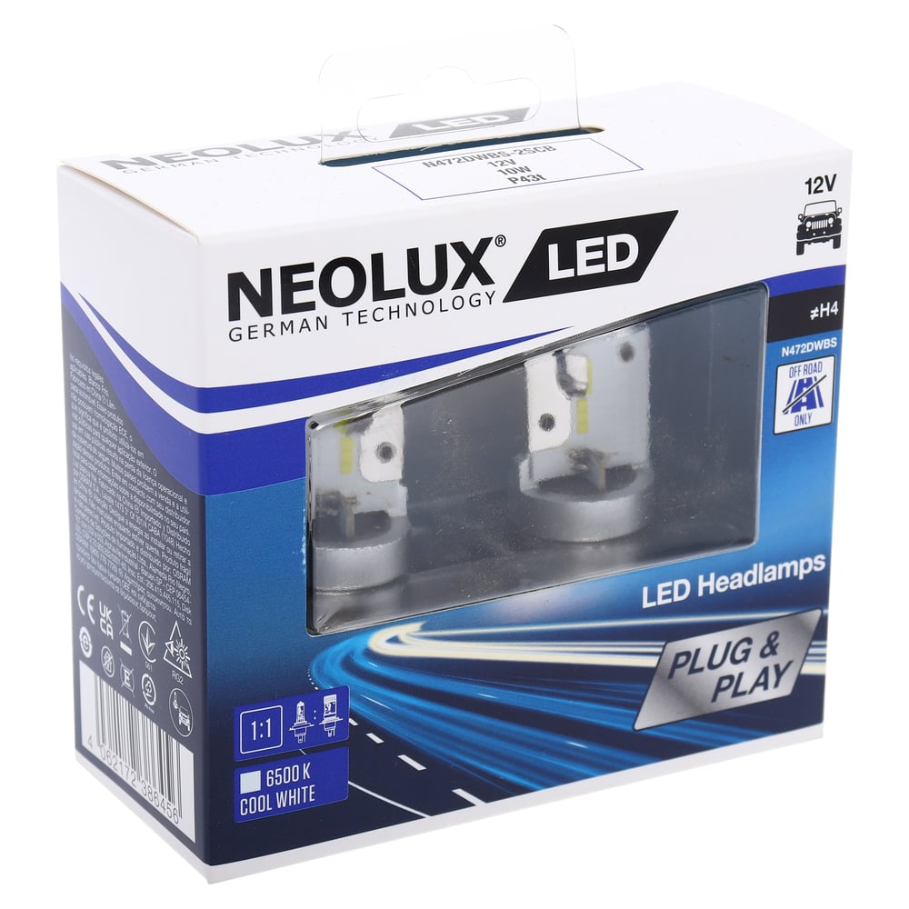 Изображение товара Автолампа NEOLUX H4 LED 6500K белая 2 шт для автомобиля
