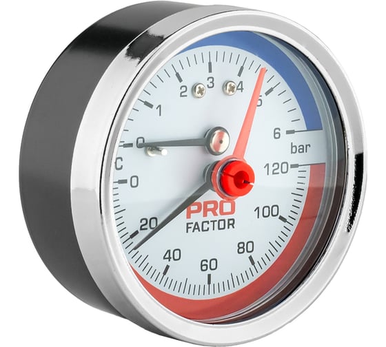 Изображение товара Термоманометр аксиальный PROFACTOR Ф 63 мм 1/4 6 bar, 0–120C PF SG 873-6