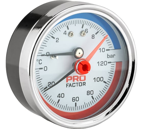 Изображение товара Термоманометр аксиальный PROFACTOR Ф 63 мм 1/4 10 bar, 0–120C PF SG 873-10
