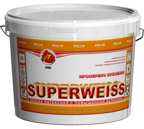 Изображение товара Краска водно-дисперсионная Superweiss (14 кг; морозоустойчивая) Poli-R 9913