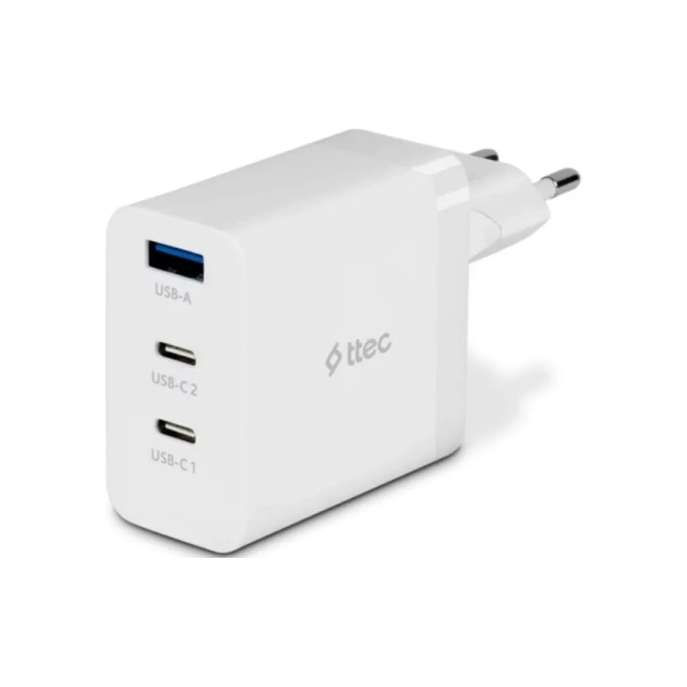 Изображение товара Сетевое зарядное устройство TTEC SmartCharger 65W PD/GAN USB-C Travel Charger. Цвет: белый 2SCG03B