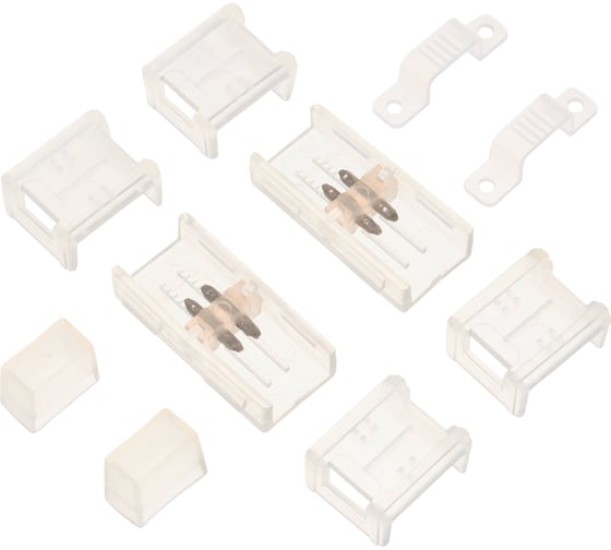 Изображение товара Комплект WOLTA соединитель-коннектор - 2 шт., фикс.клипса - 2 шт., заглушка - 2 шт. WTB-WBT-SMD-220 WTB-WBT-SMD/220V-A