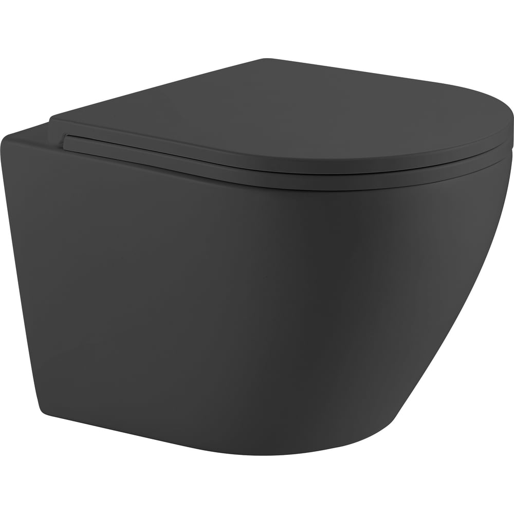 Изображение товара Подвесной безободковый унитаз HOLLER POINT_MDG (485х370х365 мм, сиденье дюропласт, микролифт) серый матовый 319013