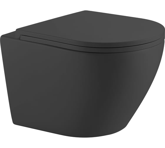 Изображение товара Подвесной безободковый унитаз HOLLER POINT_MDG (485х370х365 мм, сиденье дюропласт, микролифт) серый матовый 319013