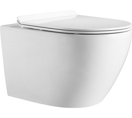 Изображение товара Подвесной безободковый унитаз HOLLER WALL_MW (530х360х350 мм, сиденье дюропласт, микролифт) белый матовый 319028