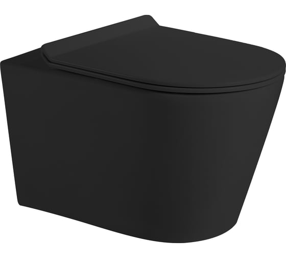 Изображение товара Подвесной безободковый унитаз HOLLER HOST_MB (530х360х350 мм, сиденье дюропласт, микролифт) черный матовый 319005