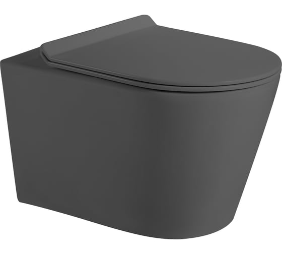 Изображение товара Подвесной безободковый унитаз HOLLER HOST_MDG (530х360х350 мм, сиденье дюропласт, микролифт) серый матовый 319011